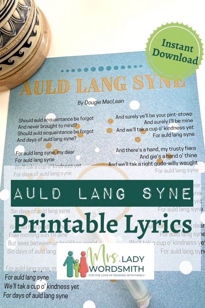 Auld Lang Syne Printable Lyrics