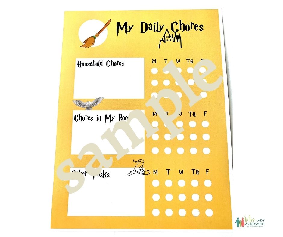 Free printable Harry Potter chore chart. Instant download.